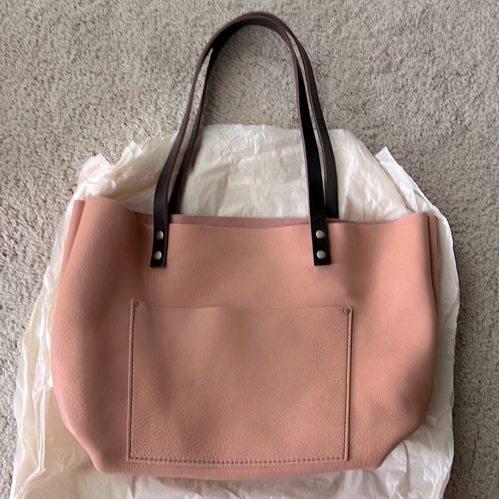 <NWOT>Portland Leather Goods Large Quartz Open Top Classic Leather Tote